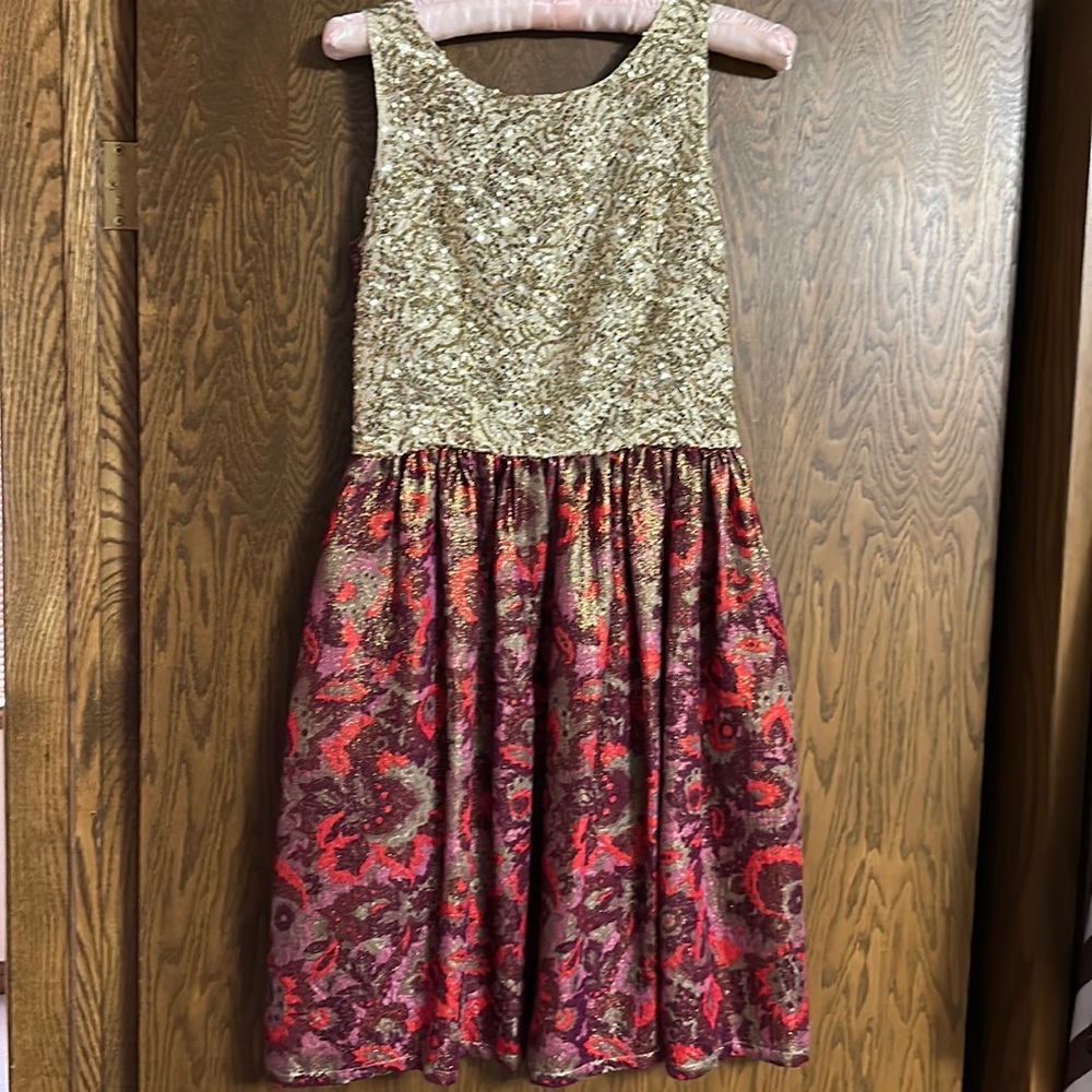 STUNNING ladies XS ANTHROPOLOGY WREN festive dress with sequins, shimmer+lined